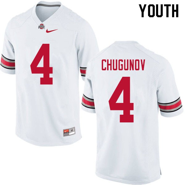 Ohio State Buckeyes #4 Chris Chugunov Youth Football Jersey White OSU87639